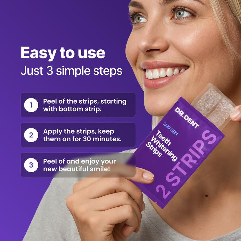 New Smile Purple Teeth Whitening Strips Peroxide-Free • Enamel-Safe • Gentle Formula