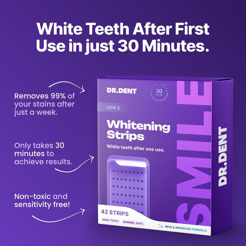 New Smile Purple Teeth Whitening Strips Peroxide-Free • Enamel-Safe • Gentle Formula